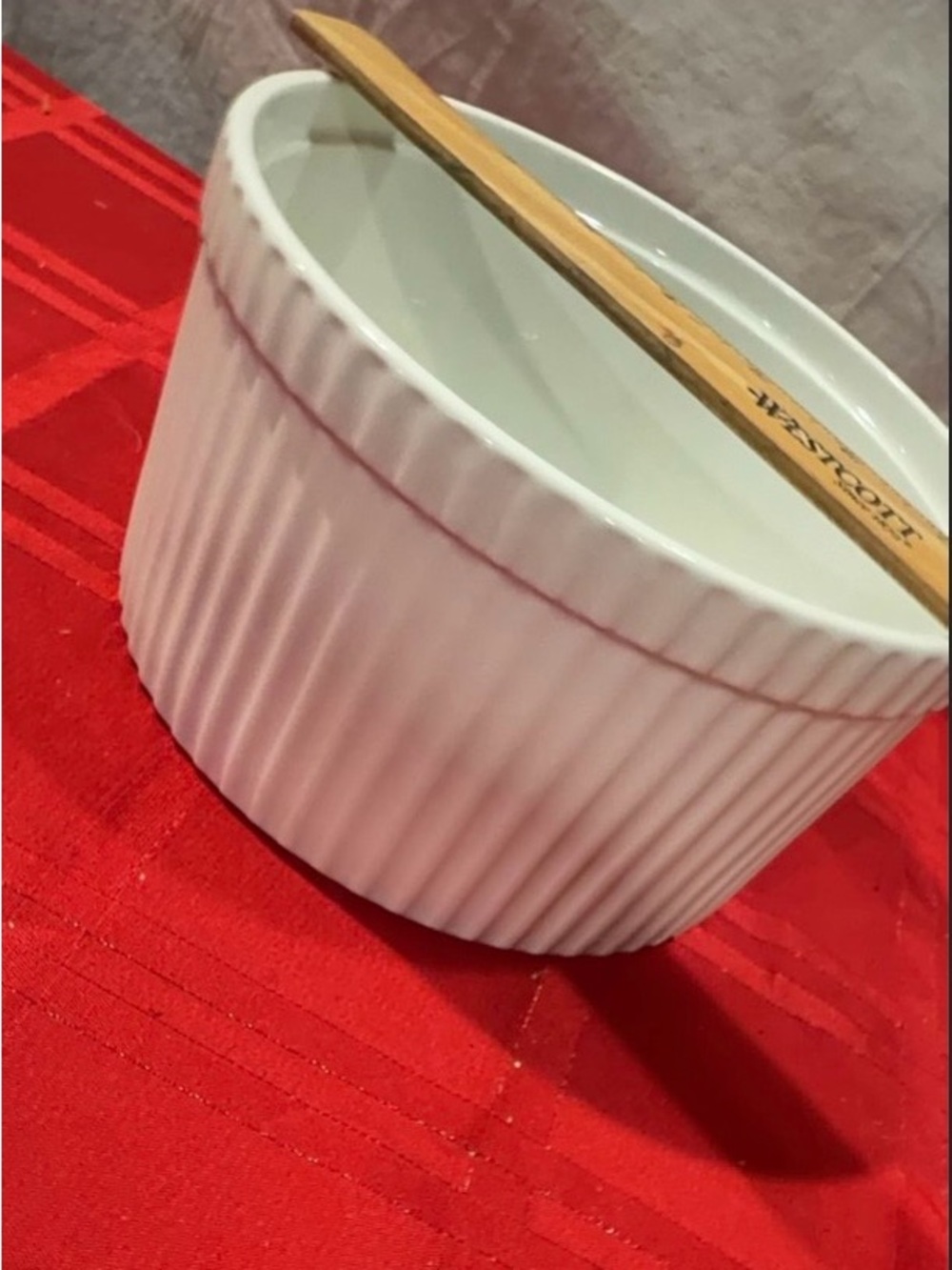 Crate&Barrel White Ribbed Ceramic Ramekin - Picture 3 of 4